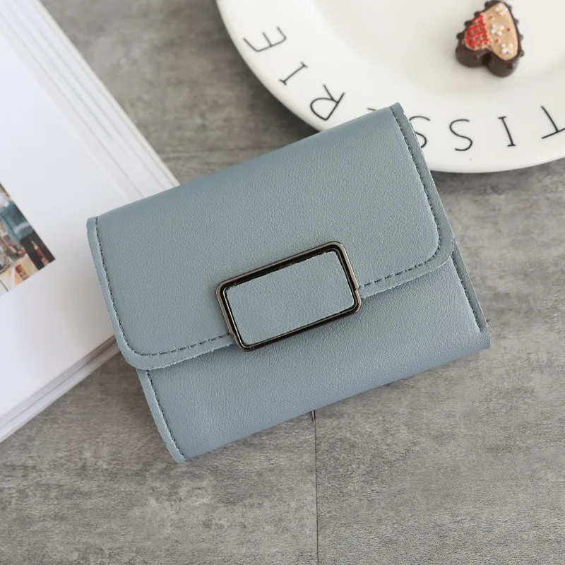 Square-Blue Женские кошельки, Маленький модный брендовый кожаный кошелек для женщин, женская сумка для карт, клатч, Женский кошелек, кошелек с зажимом для денег - Цвет: Square-Blue
