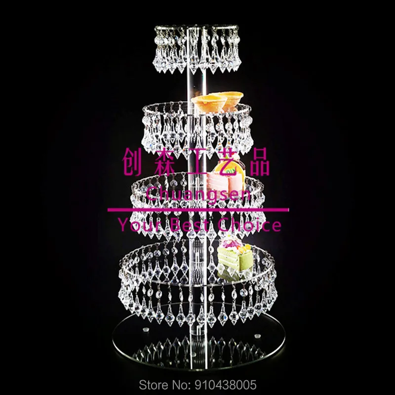 Акриловая башня из кексов с висячим хрустальным Бисером Свадебный стенд высокие