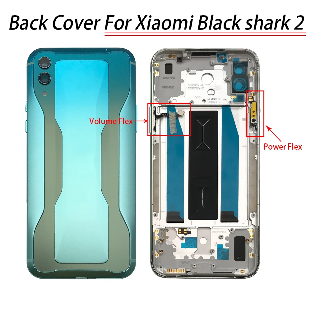 10Pcs/Lot, Back Battery Door Rear Housing Cover Case For Xiaomi Mi Black Shark 2 Skw-h0 With Side Keys Camera Lens