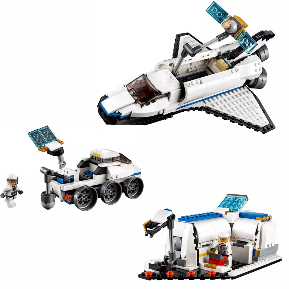 Creator 3 в 1 Space Shuttle Explorer строительные блоки кирпичи Детские Классические космические аэрокосмические модели игрушки техника