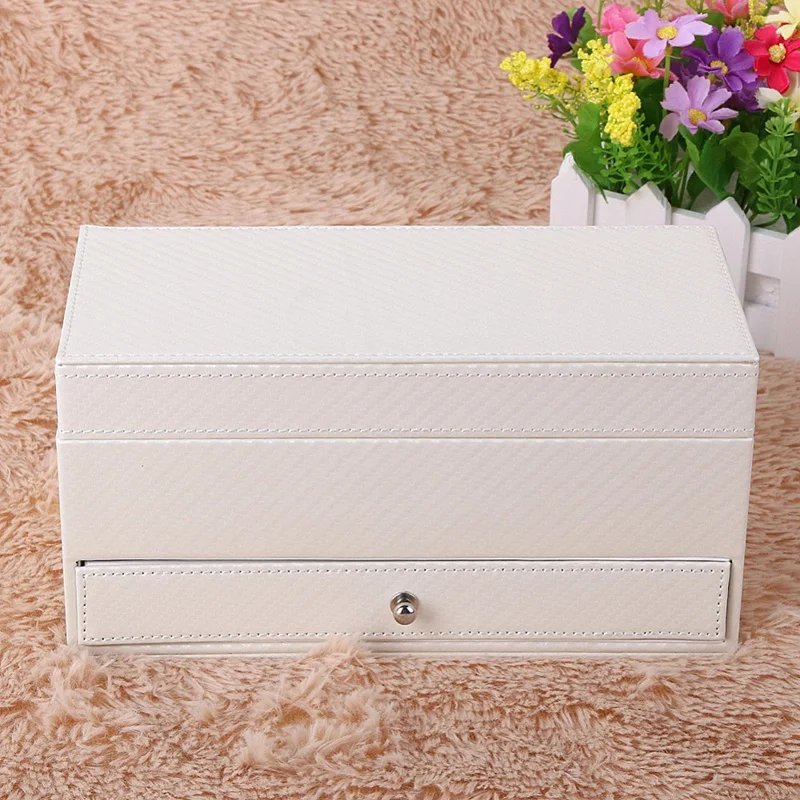 

4 Compartment Watch Storage Box Drawer Jewelry Storage Display Leather Square Jewelry Box