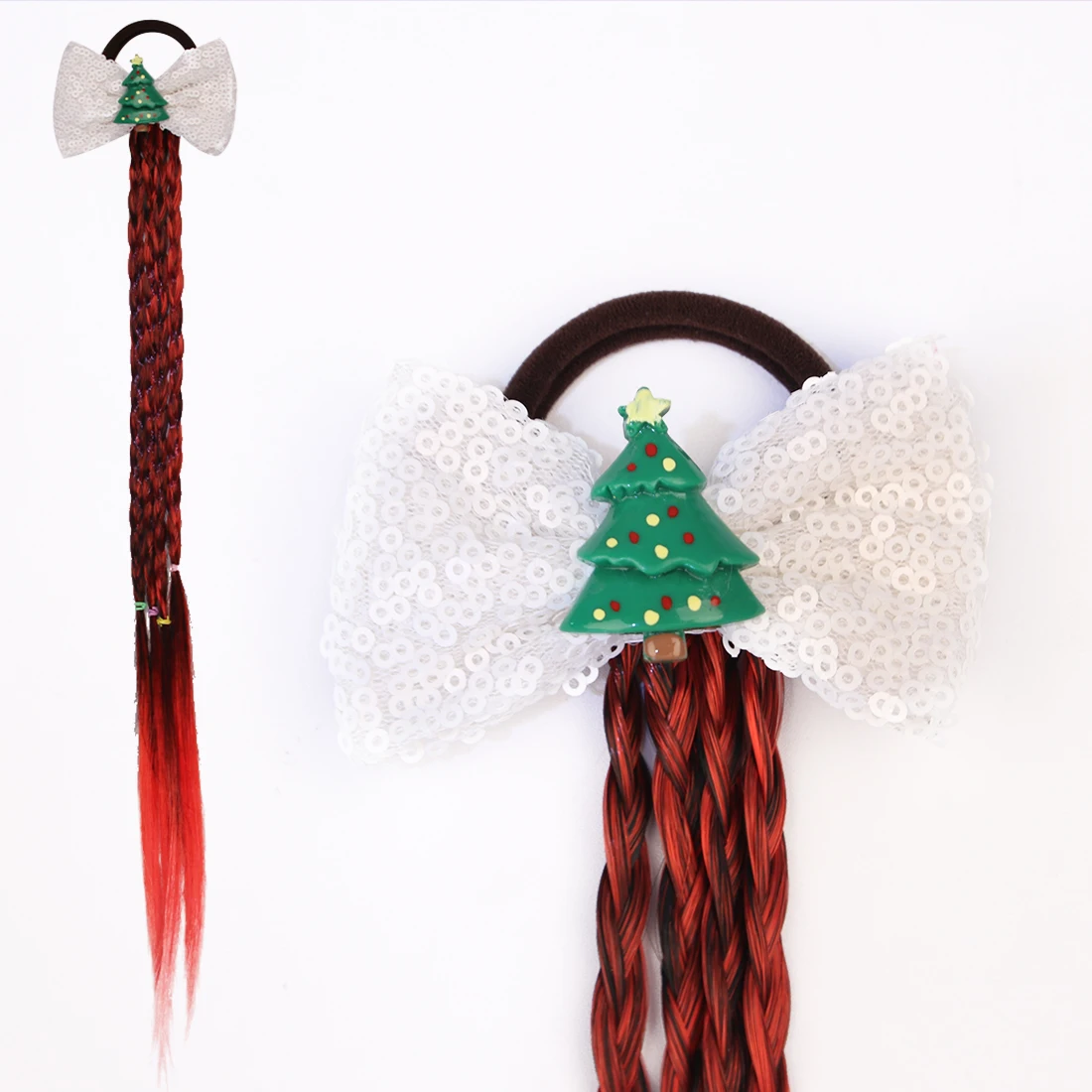 Christmas-3 1 предмет, детская парик; резинка для волос, обтянутая тканью; полос Единорог радужные бантики дизайн для девочек косы волосы галстук витой «милое дитя», милая резинка ремешок - Цвет: Christmas-3