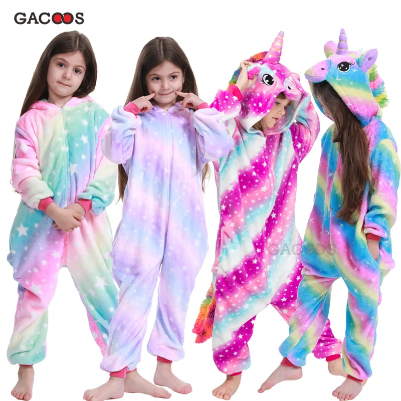 Детская Пижама с единорогом Kugurumi зимняя для девочек героями