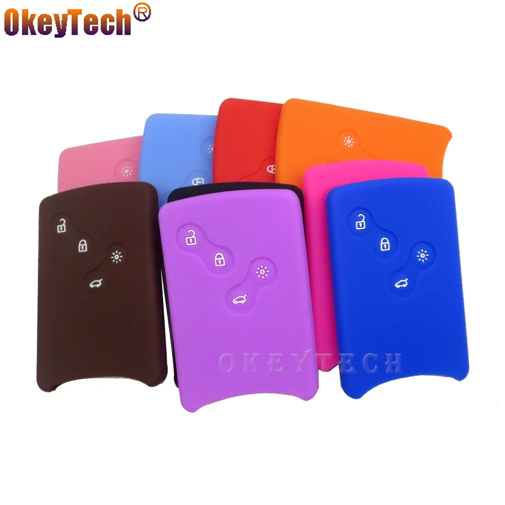 OkeyTech силиконовый чехол для ключей автомобиля, чехол для Renault Clio Scenic Megane 2 3 Duster Sandero Captur Twingo Koleos смарт-кард