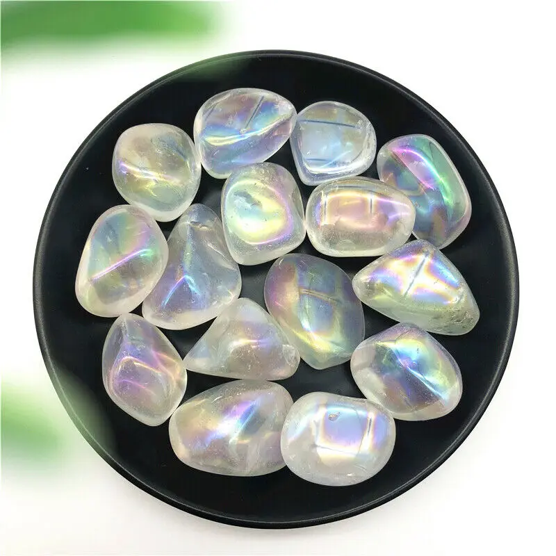 

100g White Titanium Aura Electroplating Quartz Crystal Tumbled Stones Healing Natural Stones and Minerals