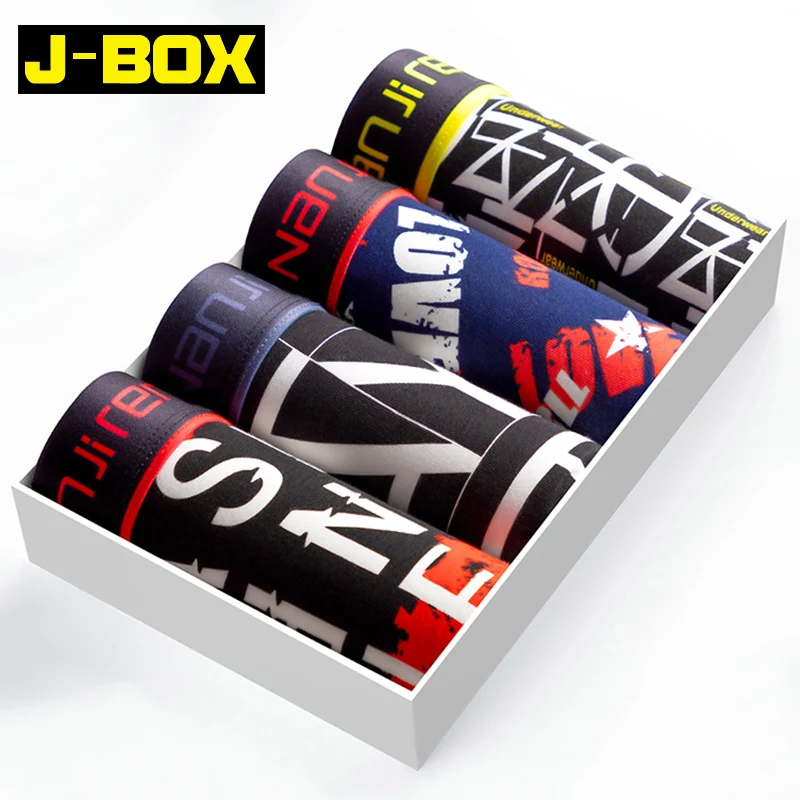 J BOX 4 шт. сексуальное нижнее белье cueca боксеры мужские шорты из модала размера плюс