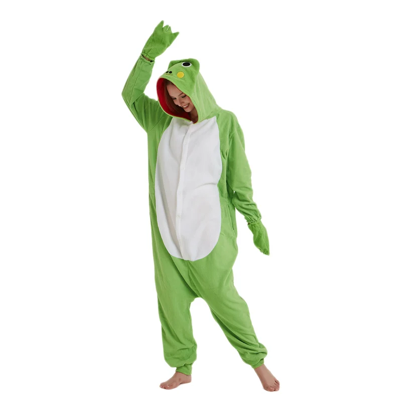 Green Frog Animal Women Onesie Pajama Adult kigurumis Funny Homewear Polar Fleece Pajames Men Party Jumpsuit Unisex Sleepwear |