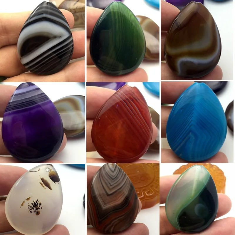 30X40MM много Цветные Водные капли Прямые рваные агат бусины ожерелье & подвесной