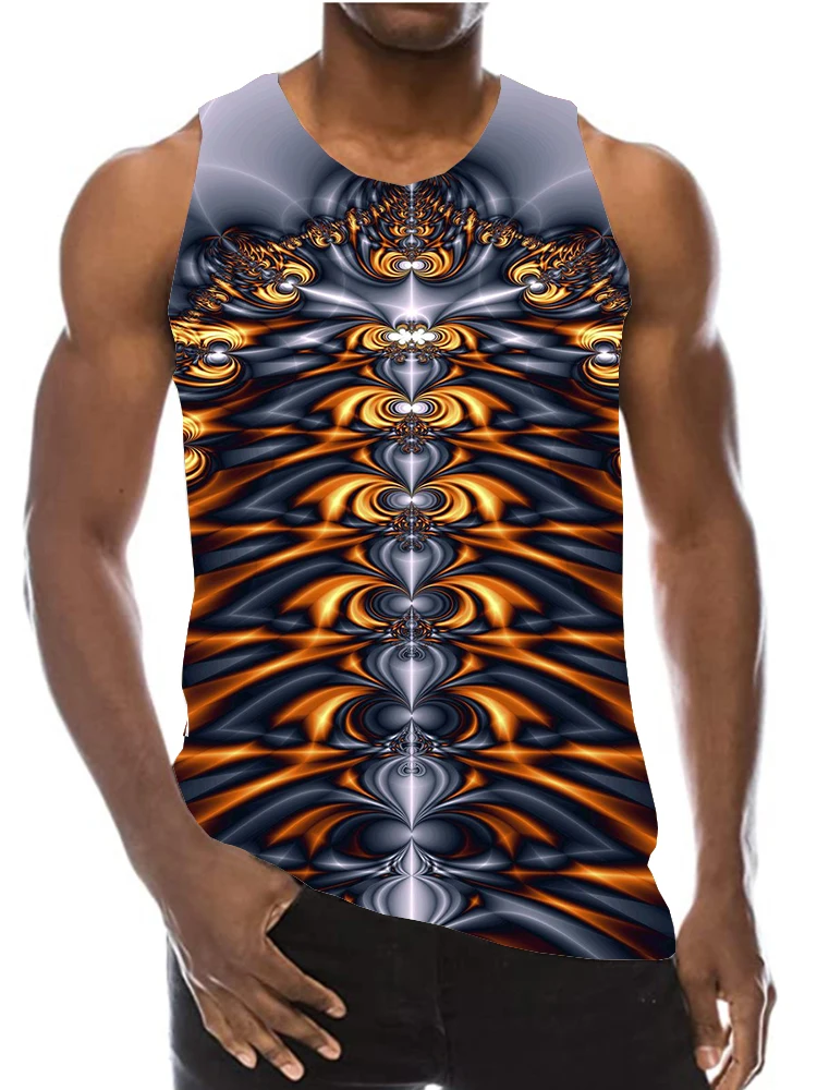 UNEY Psychedelic текстурные топы для мужчин с цветами футболки Летний Пляжный жилет