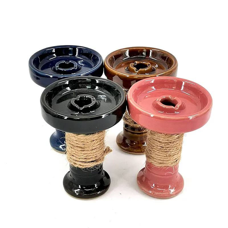 Multicolor Hookah Bowls With Hemp Rope Ceramic Shisha Chicha Narguile Accessories