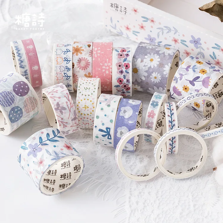 Магазин AngelHere набор декоративного скотча Васи 20 рулонов цветов Круглый