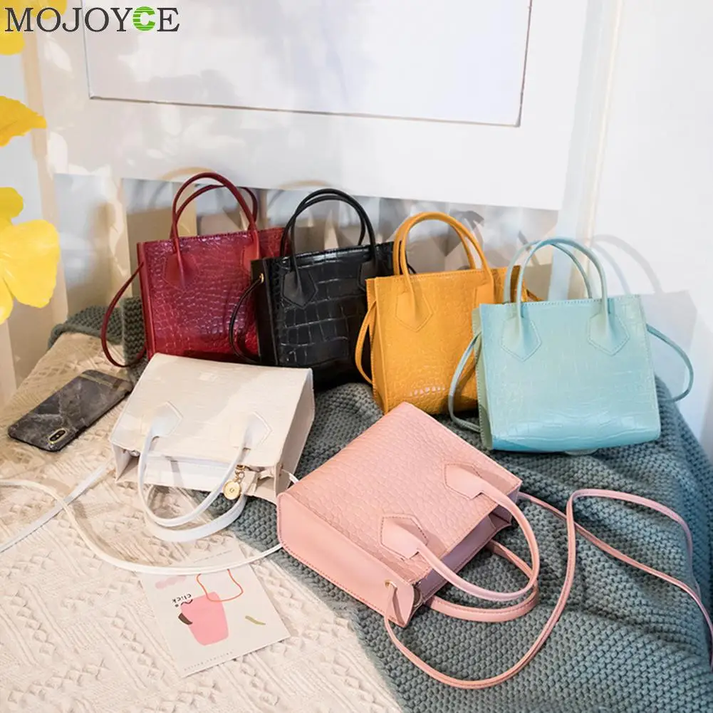 

Модные женские сумки через плечо из ПУ кожи аллигатора, повседневные сумки через плечо с верхней ручкой, популярные простые женские повседн...