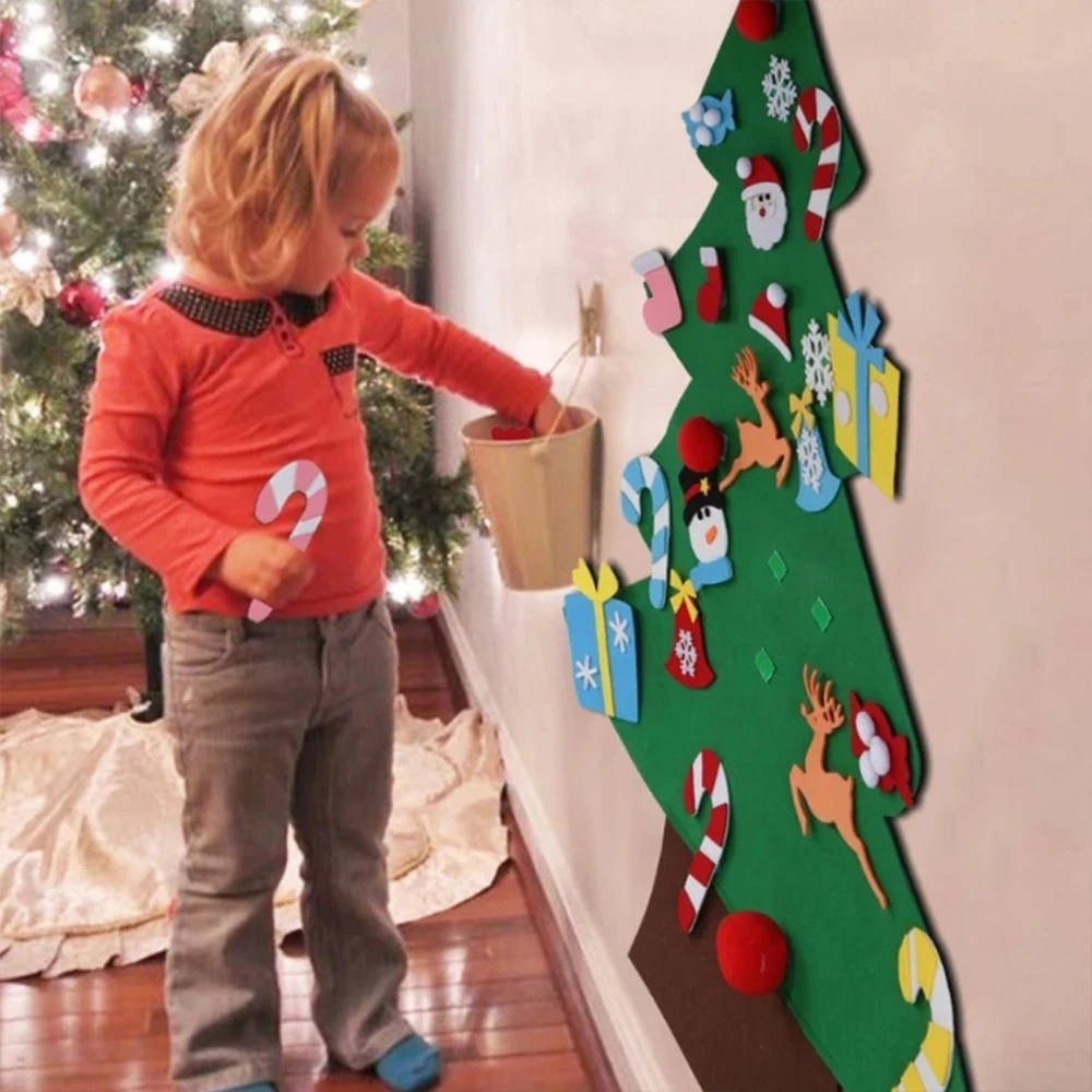 Войлочная Рождественская елка с украшениями новогодние игрушки для малышей
