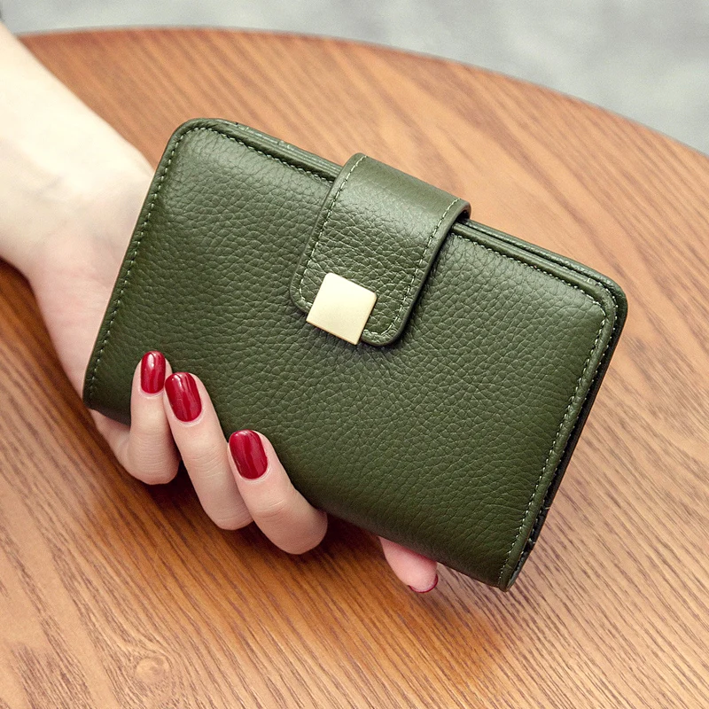 

Luxury Small Wallet Women Coin Holder Zipper Genuine Leather Photo Wallet Women Folding Card Portafoglio Donna Purses DE60NQB