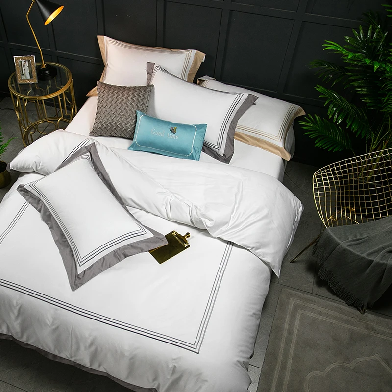 

5-STAR HOTEL WHITE LUXURY 100% EGYPTIAN COTTON BEDDING SETS FULL QUEEN KING SIZE DUVET COVER BED/FLAT FITTED SHEET SET 6PCS