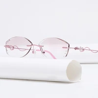 zirosat 88001 alloy rimless diamond cutting glasses frame optical prescription eyeglasses woman eyewear fashion
