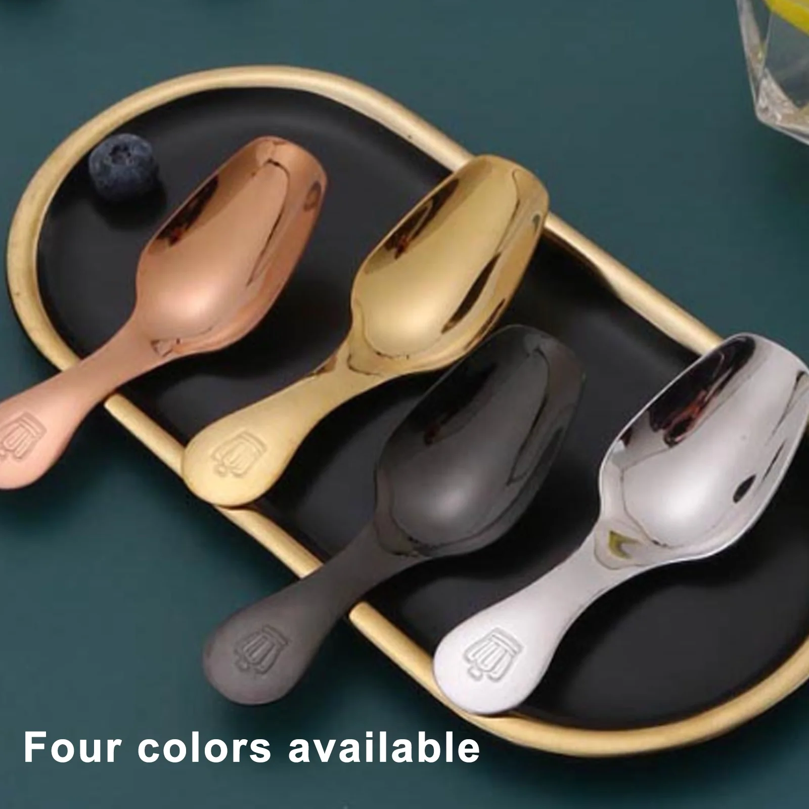 

Hot Stainless Steel Short Handle Teaspoons Coffee Bean Tea Tableware Kitchen Tool Gadget Dessert Ice Cream Shovel Spoon For Kids