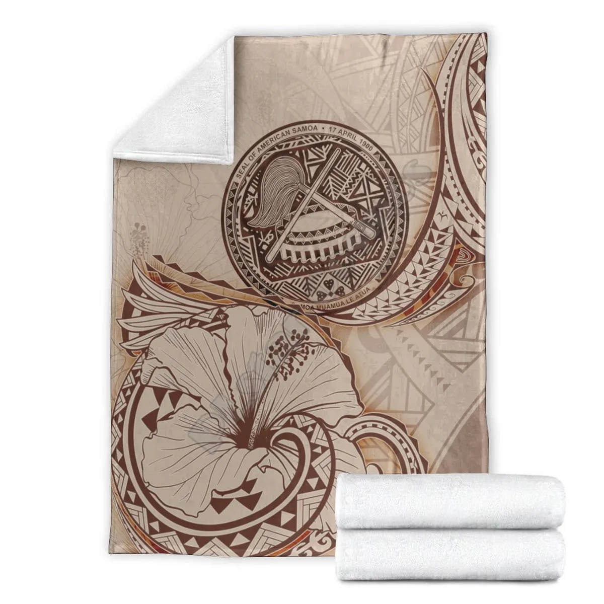 

American Samoa Premium Blanket Hibiscus Flowers Vintage Style 3D printed Sherpa Blanket on Bed Home Textiles HOME ACCESSORIES