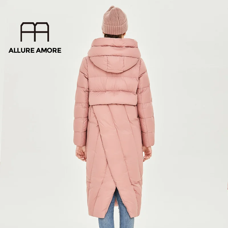 ALLUREAMORE, 90% белый пуховик на утином пуху, женское плотное длинное зимнее пальто, Женское пальто с капюшоном, Корейская женская пуховая куртка, Doudoune Femme
