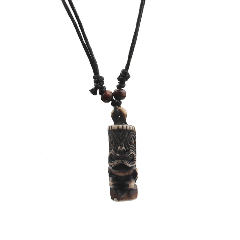 12 шт. имитация кости яка ожерелье этнический Tiki Man Totem Zealand Maori тотем амулет