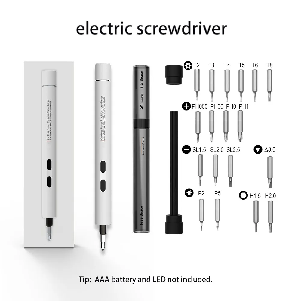 

Electric Power Screwdriver Portable Cordless Magnetic Screw Driver Precision Hand Screwdriver Bit Set For Laptop PC Cellphone Sm