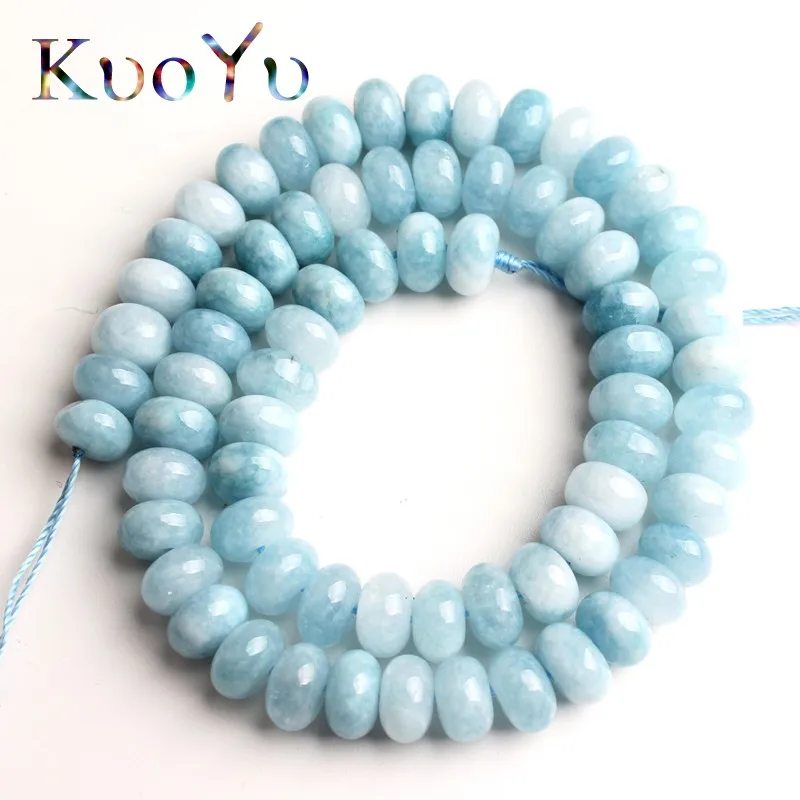 

5x8mm Aquamarines Angelite Stone Round Rondelle Loose Spacer Bead For Jewelry Making Natural Stone Diy Perles Bracelet Necklace
