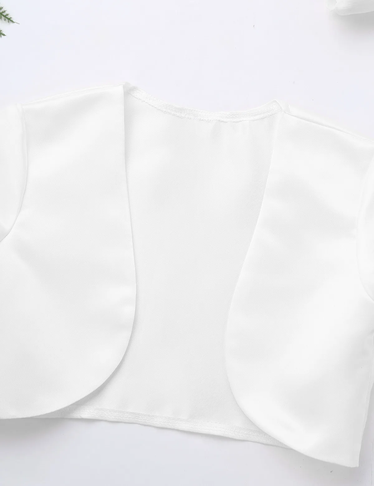 Короткое атласное Болеро для девочек с коротким рукавом круглым вырезом