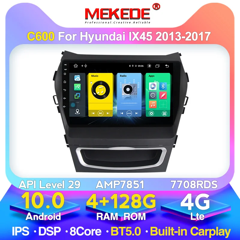 Автомобильный DVD плеер DSP 4 Гб ОЗУ 128 ПЗУ Android 10 0 для Hyundai IX45 Santa Fe 2013 2014 2015 2016 2017 Радио
