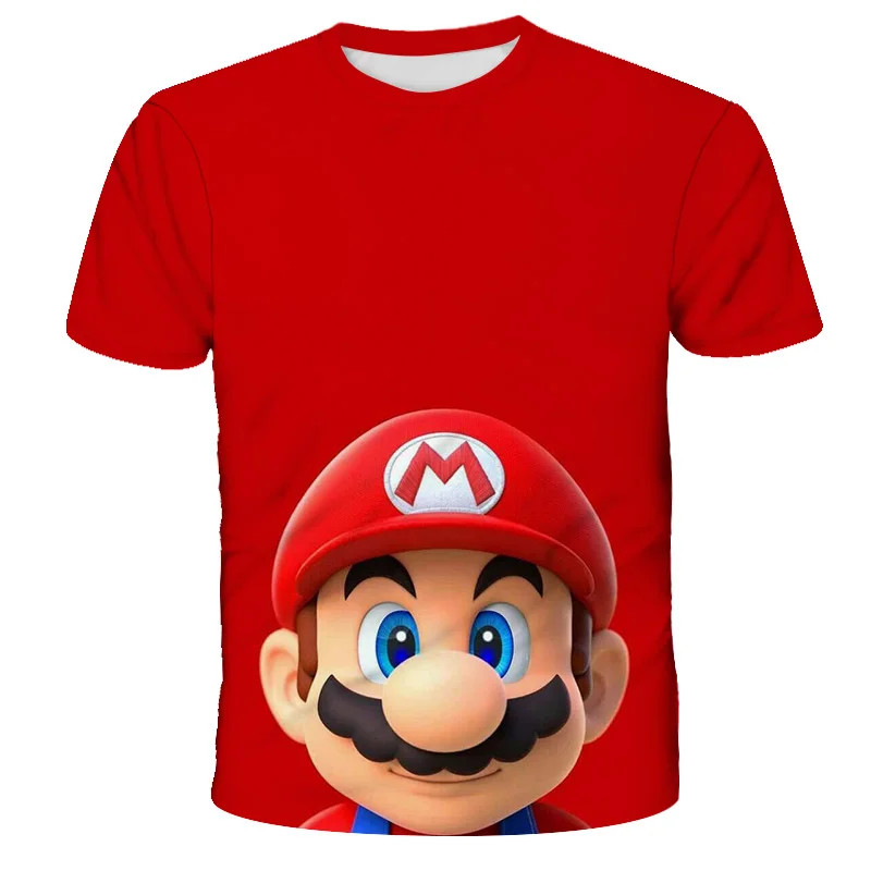 

Children's Clothing T-shirt Japanese Game Mario Theme Boy Girl Clothes Oversized Top Anime Elements O-neck Loose