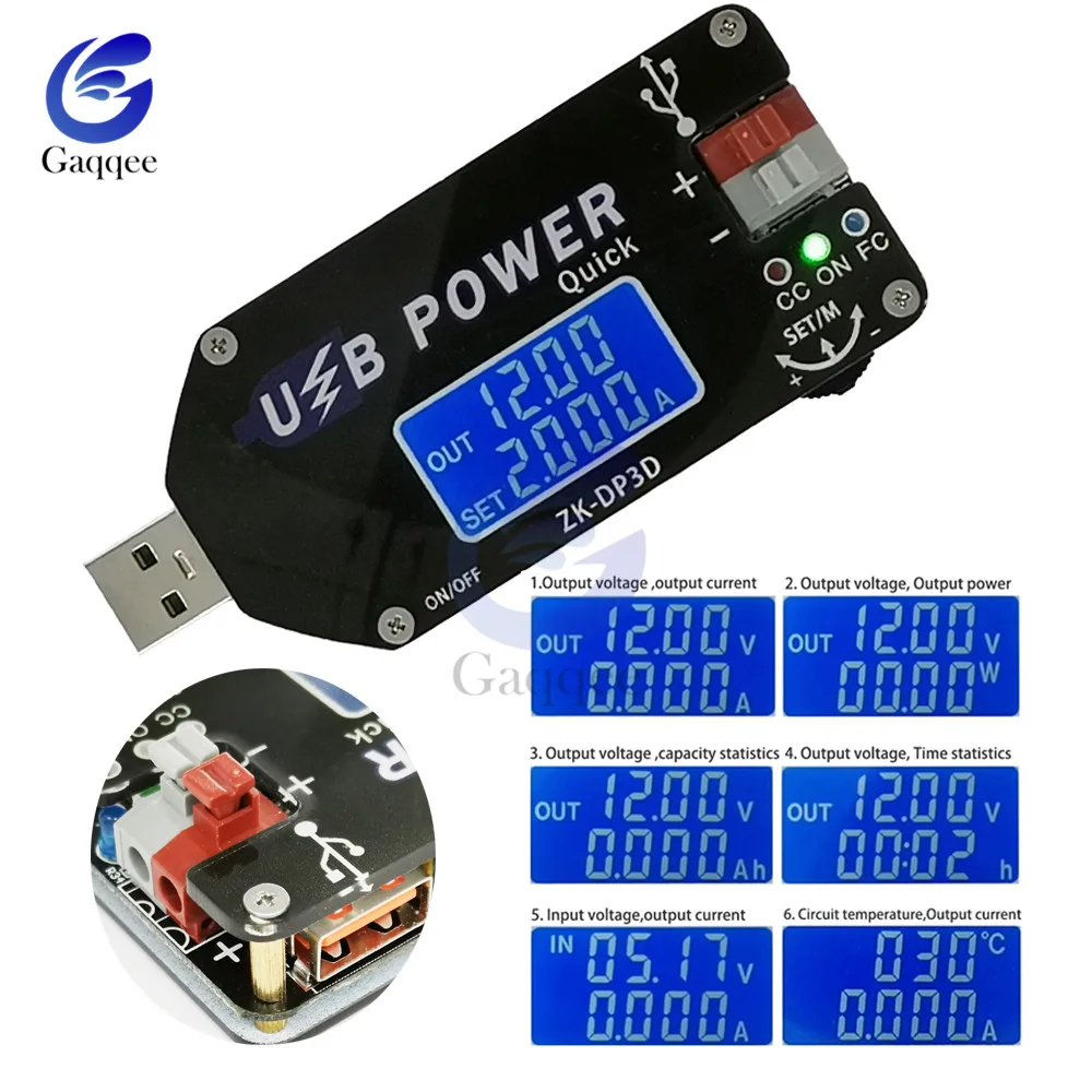 CNC USB TYEPE-C DC Converter CC CV 1-30V 2A 15W Power Module Adjustable Regulated power supply Constant voltage QC2.0 3.0 AFC |