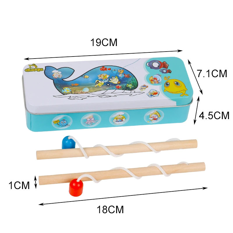 14 рыб 2 удочки искусственная рыба магнитная игра в рыбалку жестяная коробка