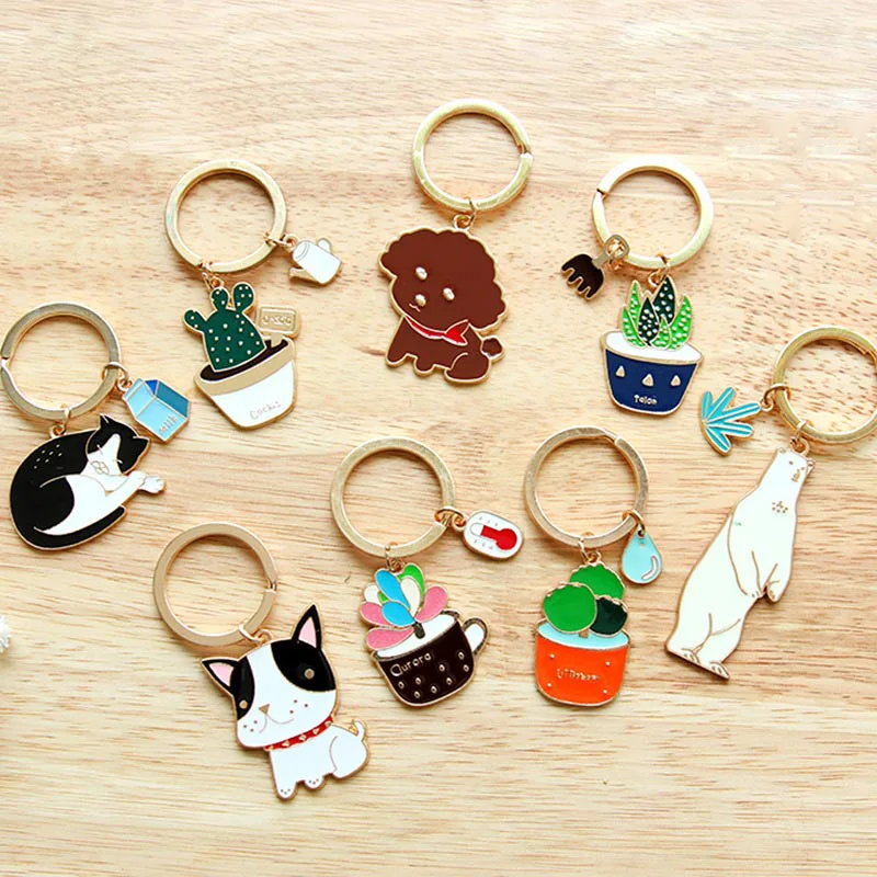 100 шт./лот Модный милый мультяшный брелок для ключей с изображением животных лисы