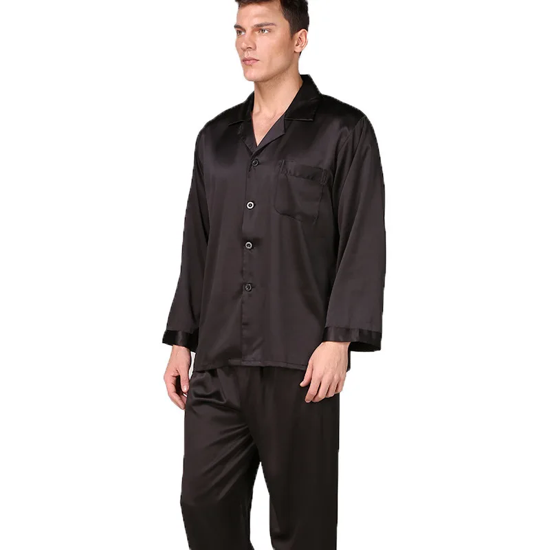 New Mens Silk Satin Pajamas Set Pajama Men Comfortable Sleepwear Modern Style Nightgown Home Male Soft Cozy Sleeping Pyjamas 3XL