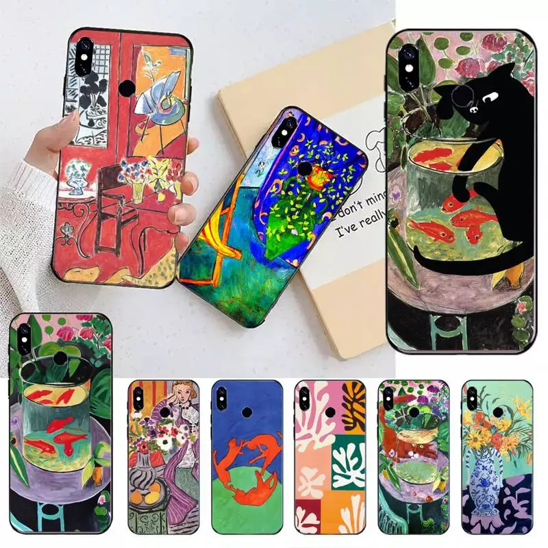 

Henri Matisse cat flowers Art Painting Phone Case For Xiaomi Redmi note 7 8 9 11 t s 10 A pro lite funda shell coque cover