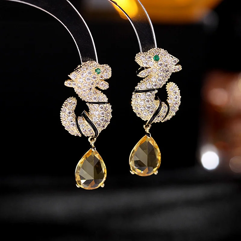 

Симпатичные Подвесные серьги, женская бижутерия для свадебной вечеринки, забавные животные, синие и желтые серьги-капли воды, аксессуары дл...