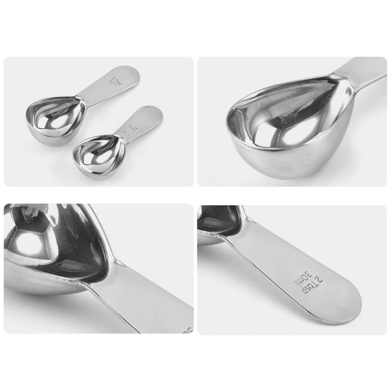 

LXAF Comfortable Grip Stainless Steel 15/30ml Tablespoon Measuring Spoons Silver