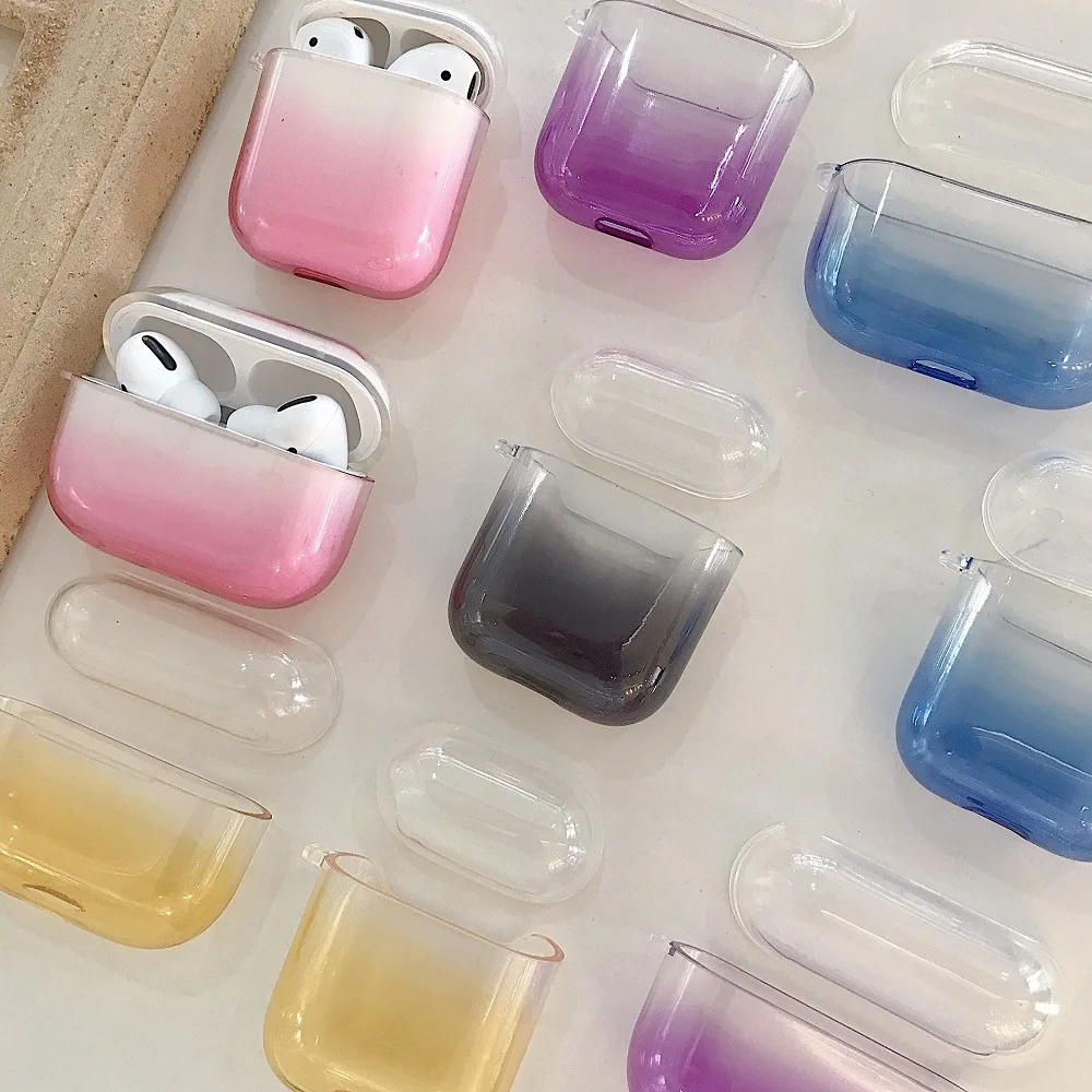 

100Pcs Gradient Candy Color Transparent Case For Apple AirPods Pro Air Pods 2 1 Wireless Headphone Protector Soft Silicone Cover