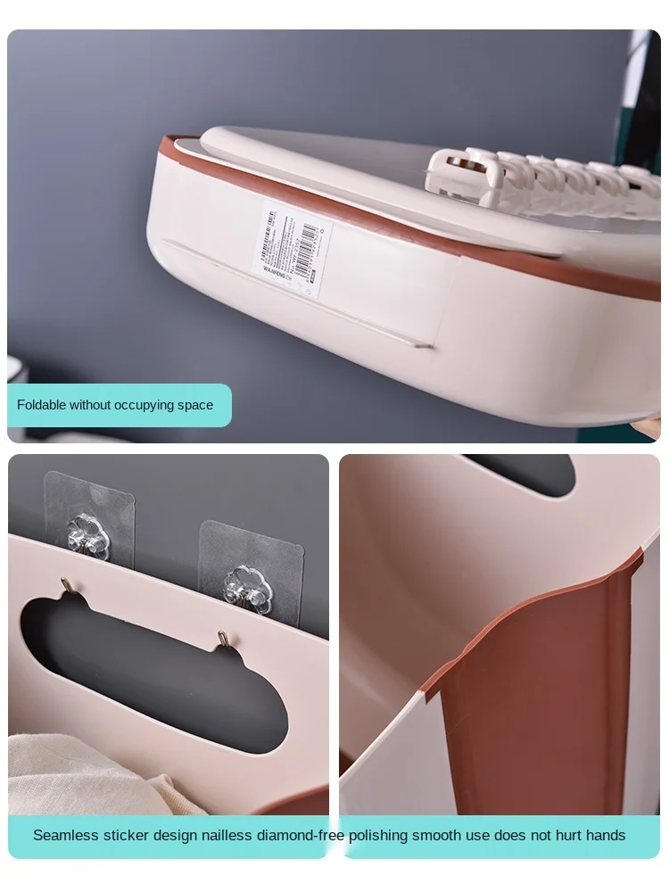 

Wall Hanging Laundry Basket Household Foldable Clothes Storage Basket Bathroom Free Punch Wall Bathroom