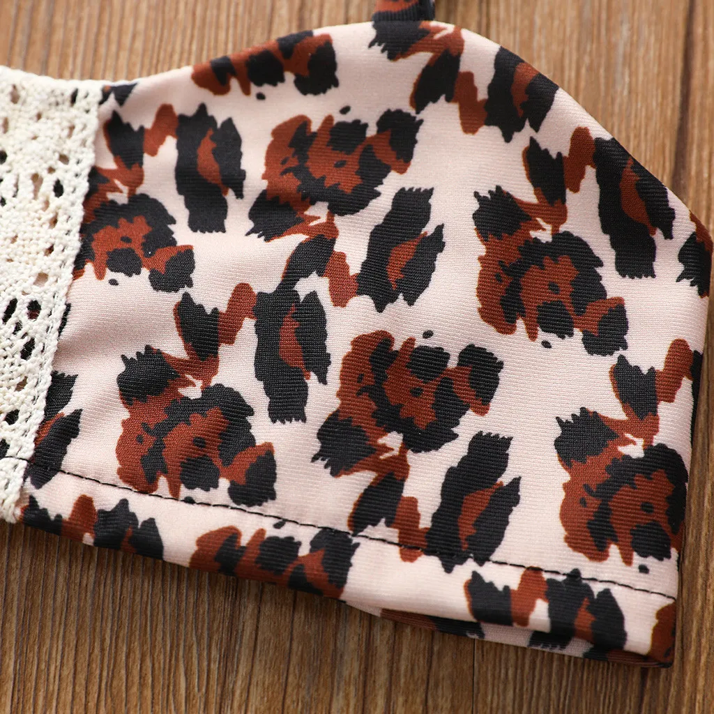 Детский комплект бикини с леопардовым принтом для девочек летний купальный