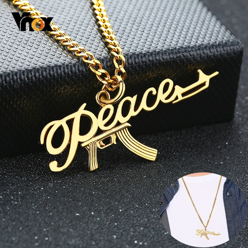 Vnox мужское ожерелье мира в стиле панк золотого цвета из нержавеющей стали