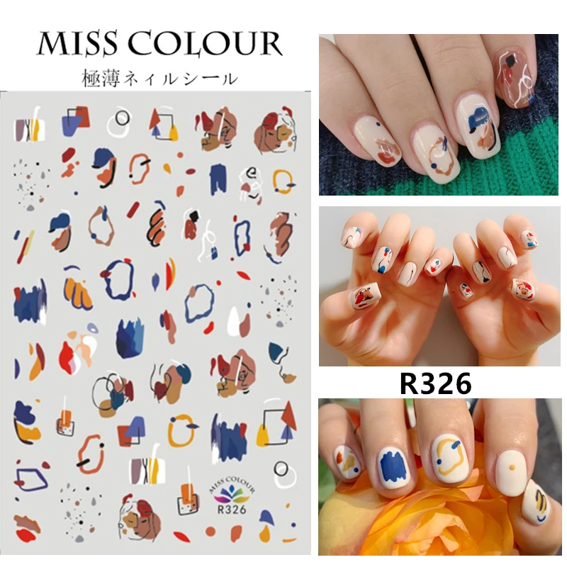 

1Pc Colorful Stickers Nails Foil Gradient Cherry Peaches Flowers English Letter Graffiti Sliders Nail Art Decals Decoration