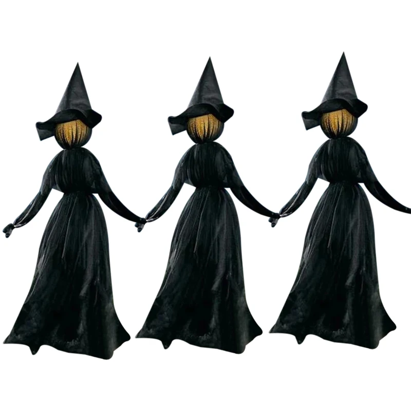 

3pcs/1pcs Lighted Halloween Witch Decoration Set Sound Voice Control Glow and Sound Haunted House Party Props JDH88