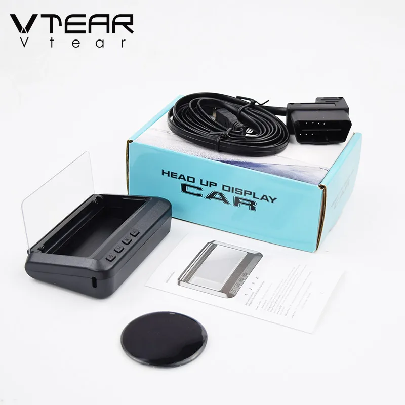 

Vtear Car Head-Up Display OBD2 Windshield Speed Projector Security Alarm Water Temp Overspeed RPM Voltage Diagnostic Tool