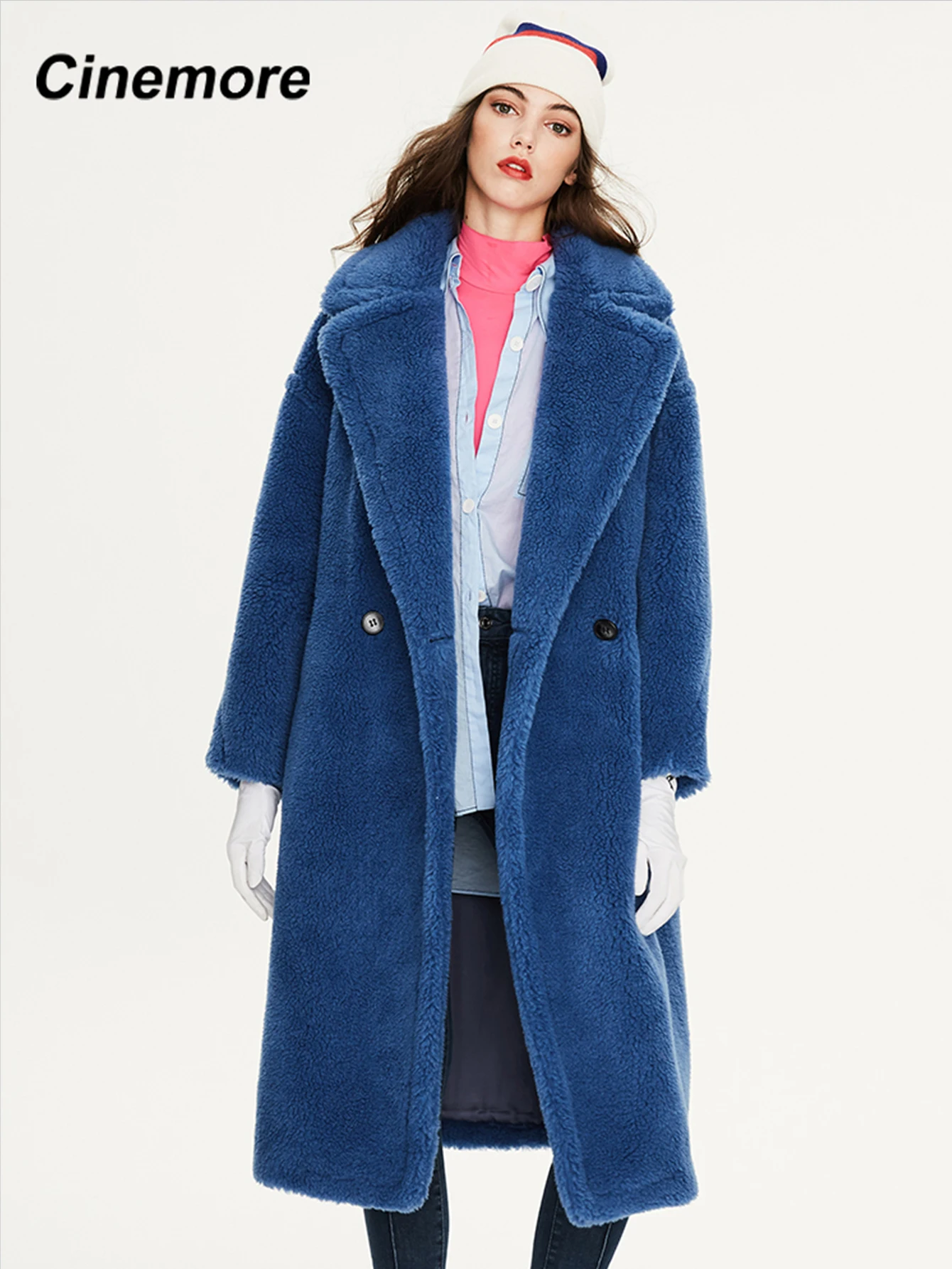 

CINEMORE 2021 Winter New Arrival Women's Teddy Bear Coat Fur Coat Fashion Loose Lapel Clothing Long Warm Traf Women Jacket K9063