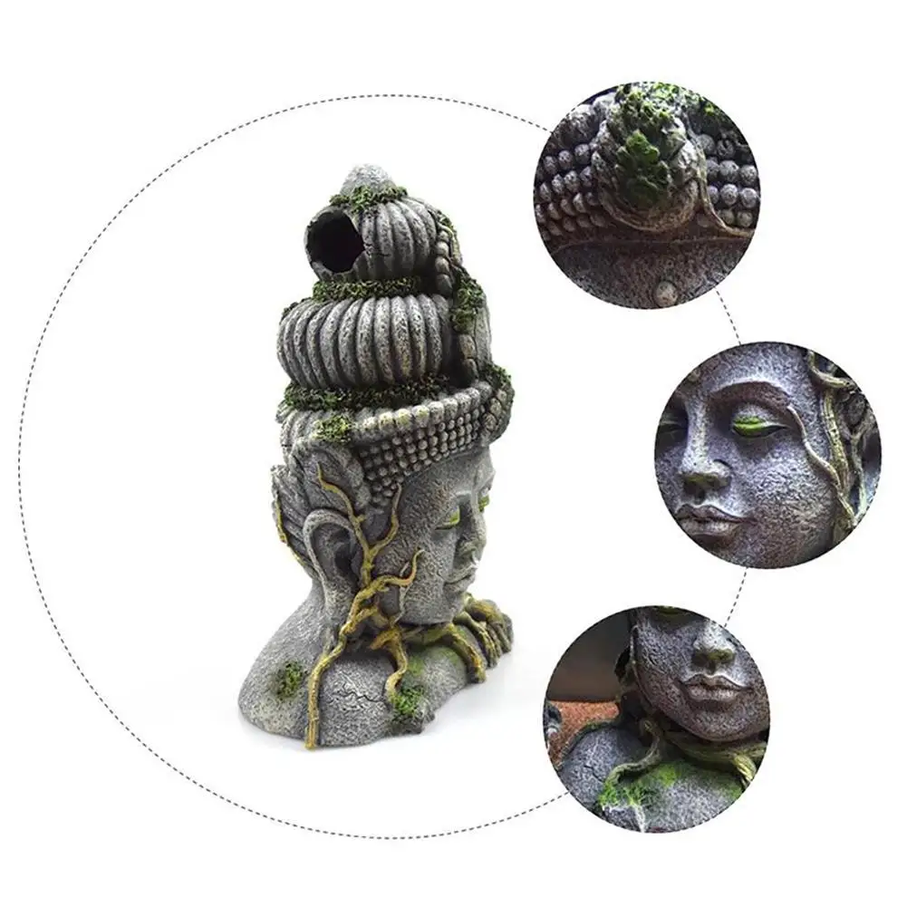 Статуя с головой Будды аквариумное украшение статуя Ландшафтная рыба креветка