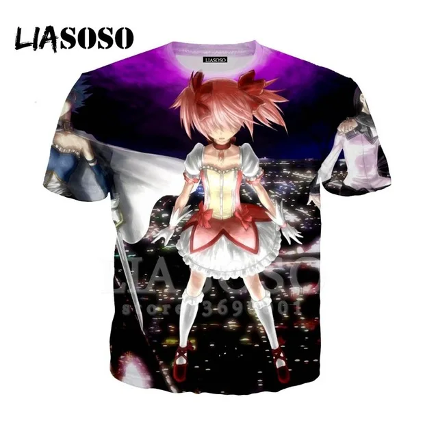 2019 Женская и мужская футболка с 3d принтом аниме Puella Magi Madoka Magica Милая для девочек