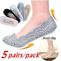 5pairpack women fashion cotton invisible anti slip ankle socks lace socks women invisible socks girls no show socks non slip