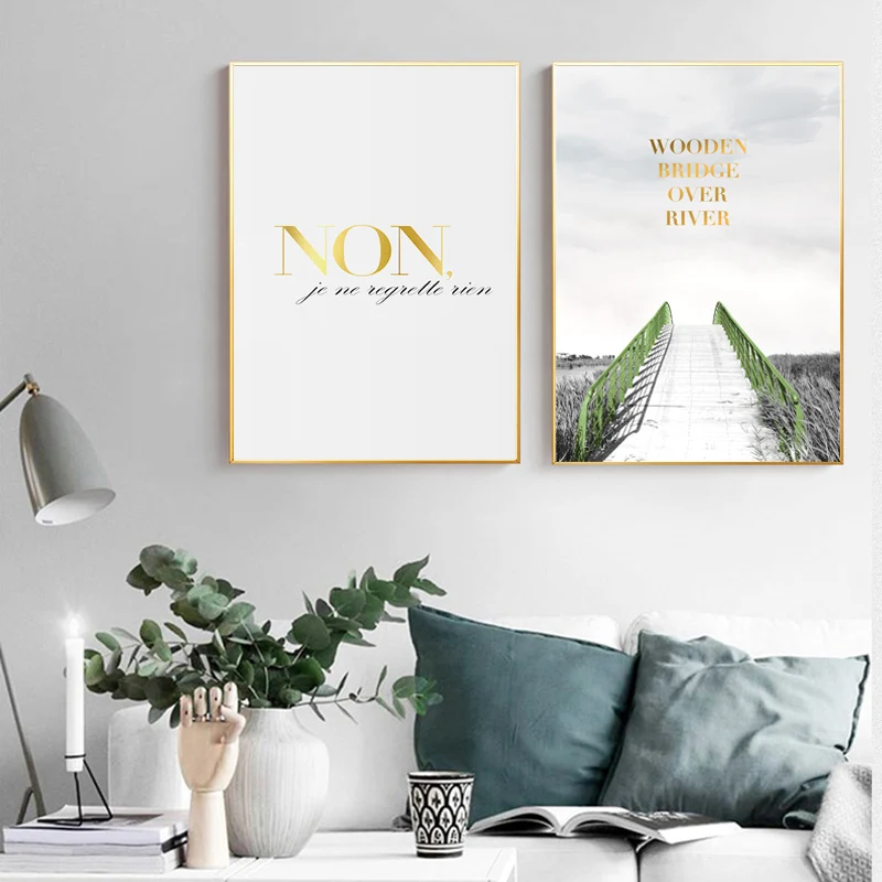 Северный плакат Настенная картина с ландшафтом Холст Картина Зеленый мост