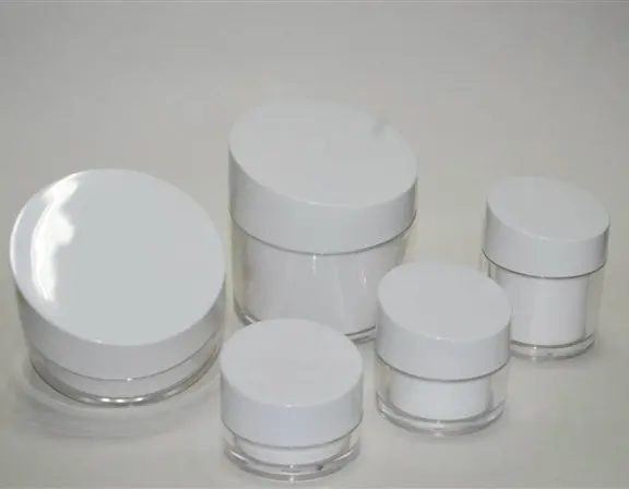 Белая бутылка крема с двойными стенками 50 г пластиковая банка для ночного