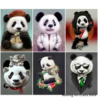 sale 5d diy diamond painting panda embroidery full round square drill cross stitch kits cute mosaic pictures handmade home decor